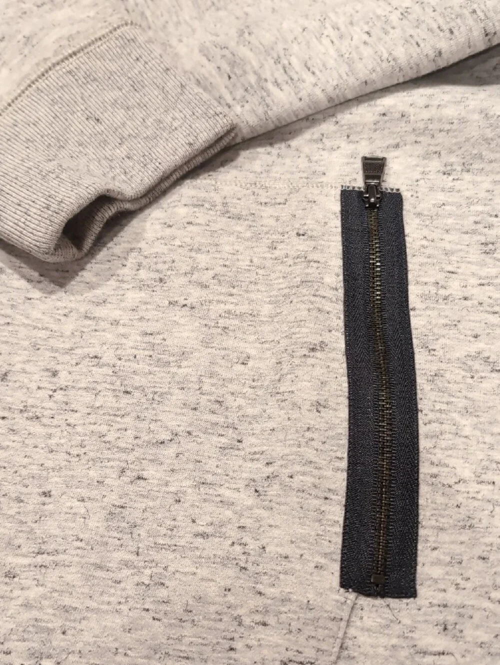 Banana Republic Heather Gray Zip-Neck Sweater with Dark Trim